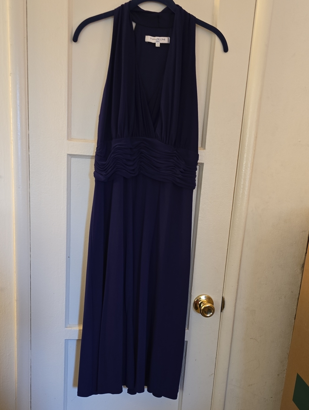 Evan Picone Navy Halter Maxi Dress